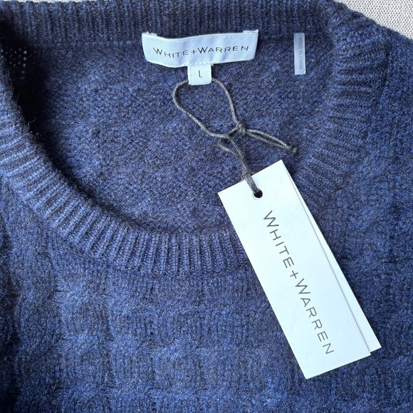 WHITE + WARREN CASHMERE CABLE CREWNECK TOP - Picture 2 of 5